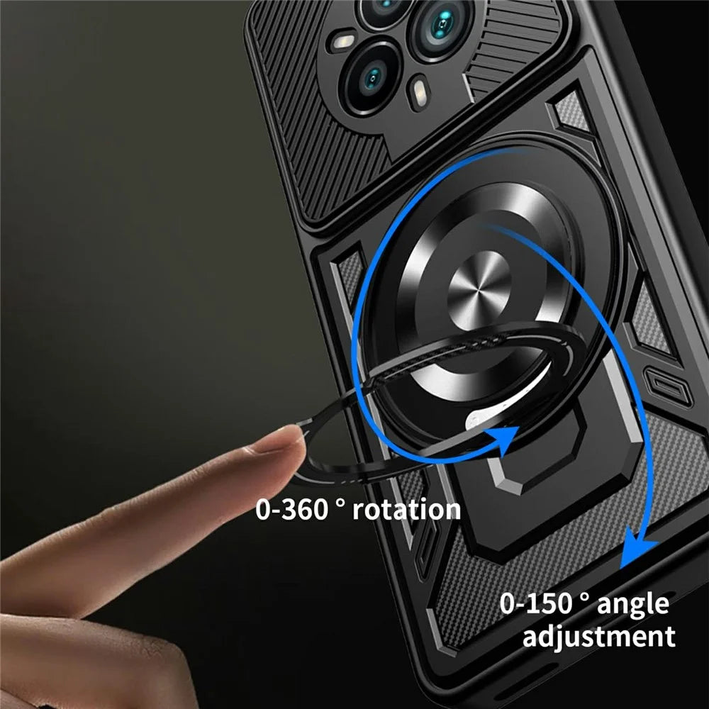 For Realme 14 Pro 5G Magnetic Case Rotating Kickstand TPU + PC Phone Cover - Black - 2