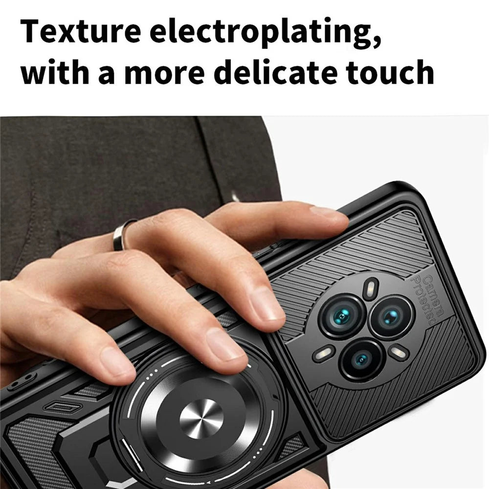 For Realme 14 Pro 5G Magnetic Case Rotating Kickstand TPU + PC Phone Cover - Black - 4