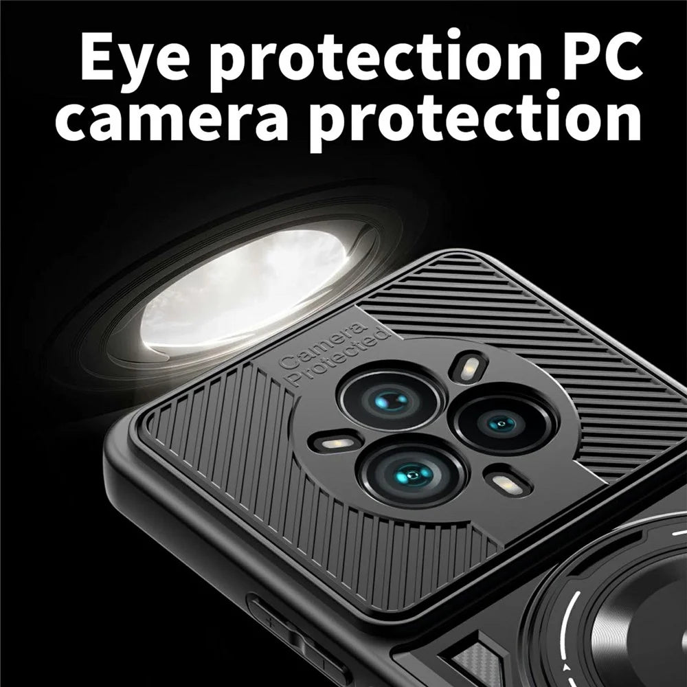 For Realme 14 Pro 5G Magnetic Case Rotating Kickstand TPU + PC Phone Cover - Black - 5