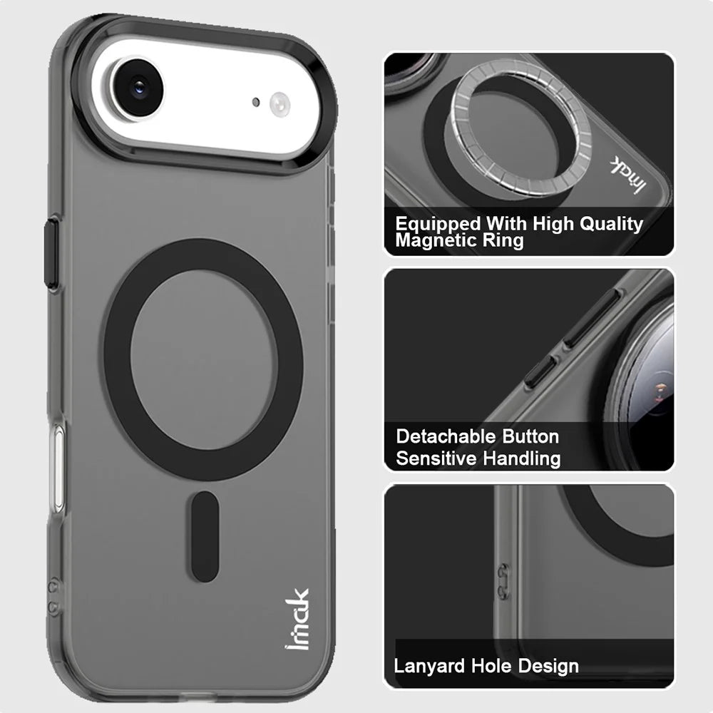 IMAK For iPhone Air Case Compatible with MagSafe Candy Color Anti Drop TPU + PET Back Cover - Black - 4