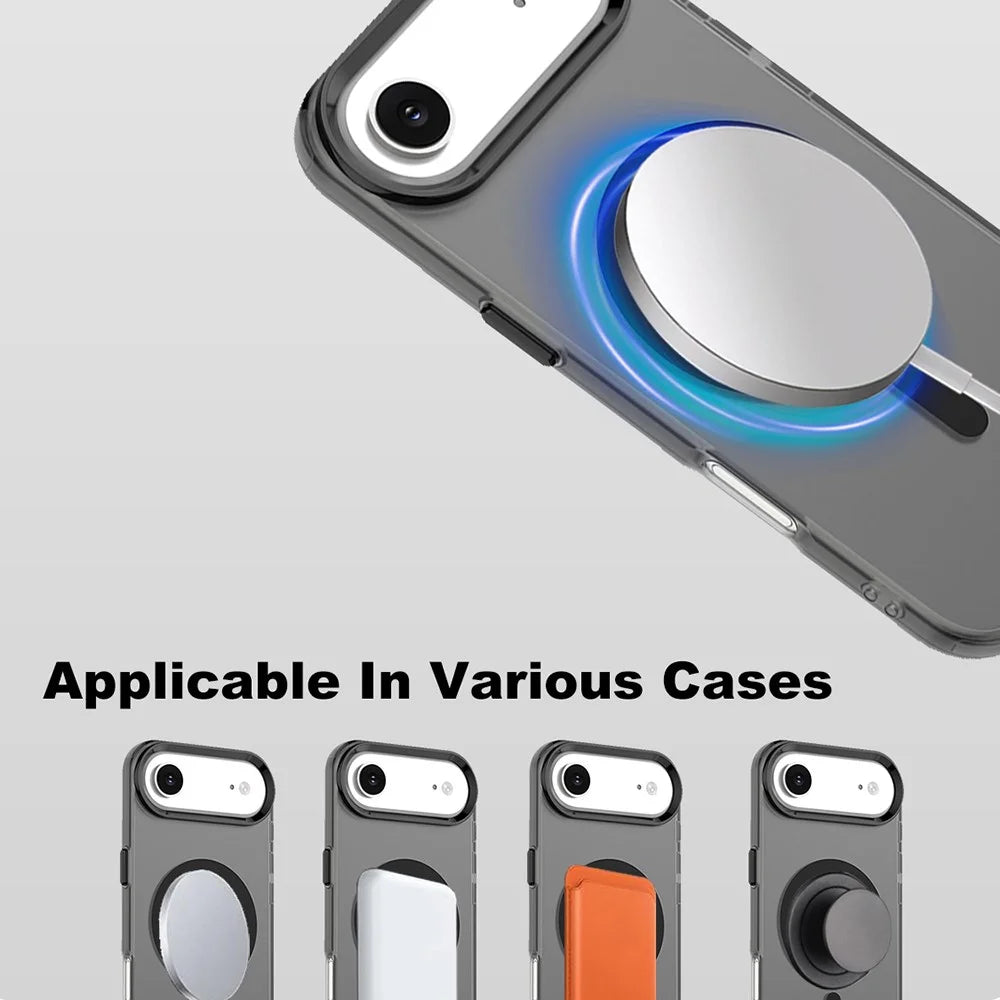 IMAK For iPhone Air Case Compatible with MagSafe Candy Color Anti Drop TPU + PET Back Cover - Black - 5
