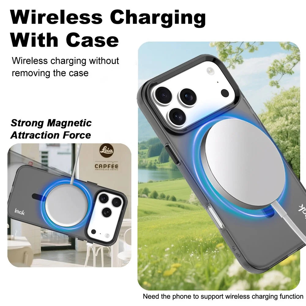 IMAK For iPhone 17 Pro Max Case Compatible with MagSafe Candy Color Anti Drop TPU + PET Back Cover - Black - 2