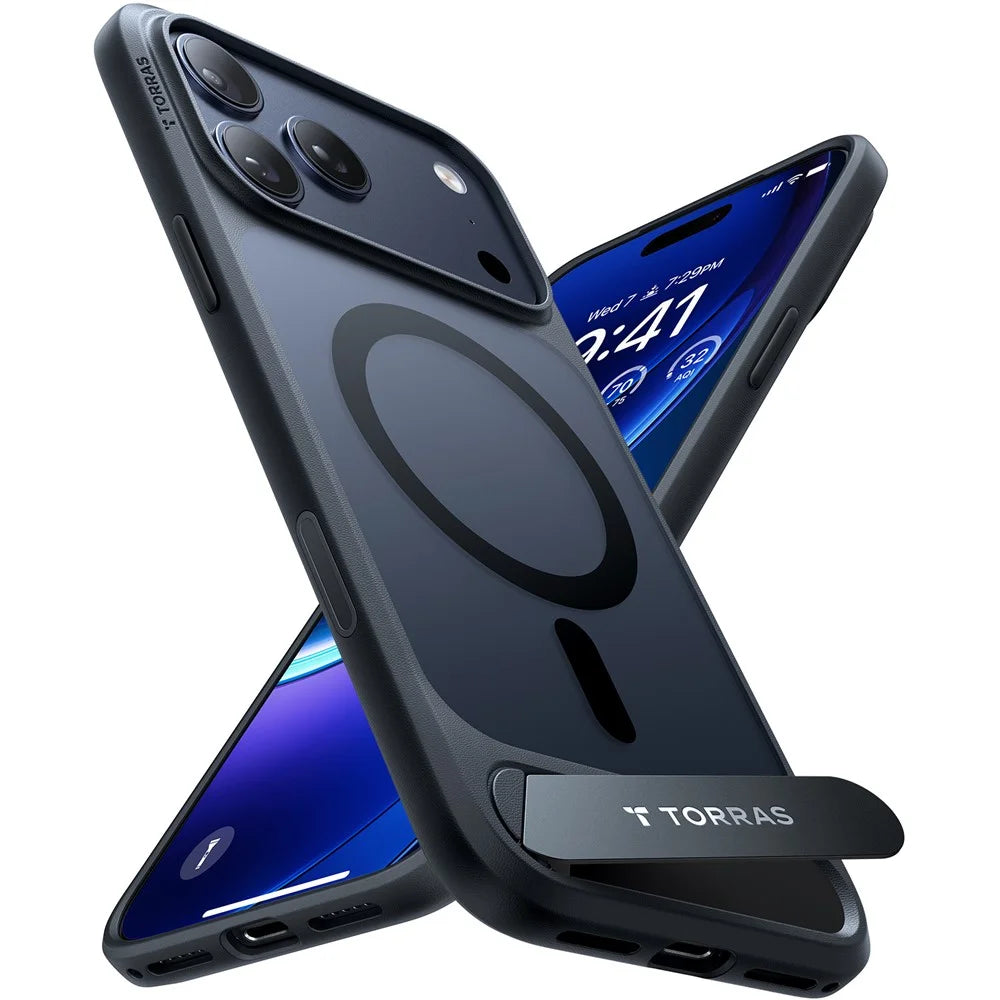 TORRAS Ostand L1 Series For iPhone 17 Pro Max Case Kickstand TPU + PC Phone Cover Compatible with MagSafe - Black - 2