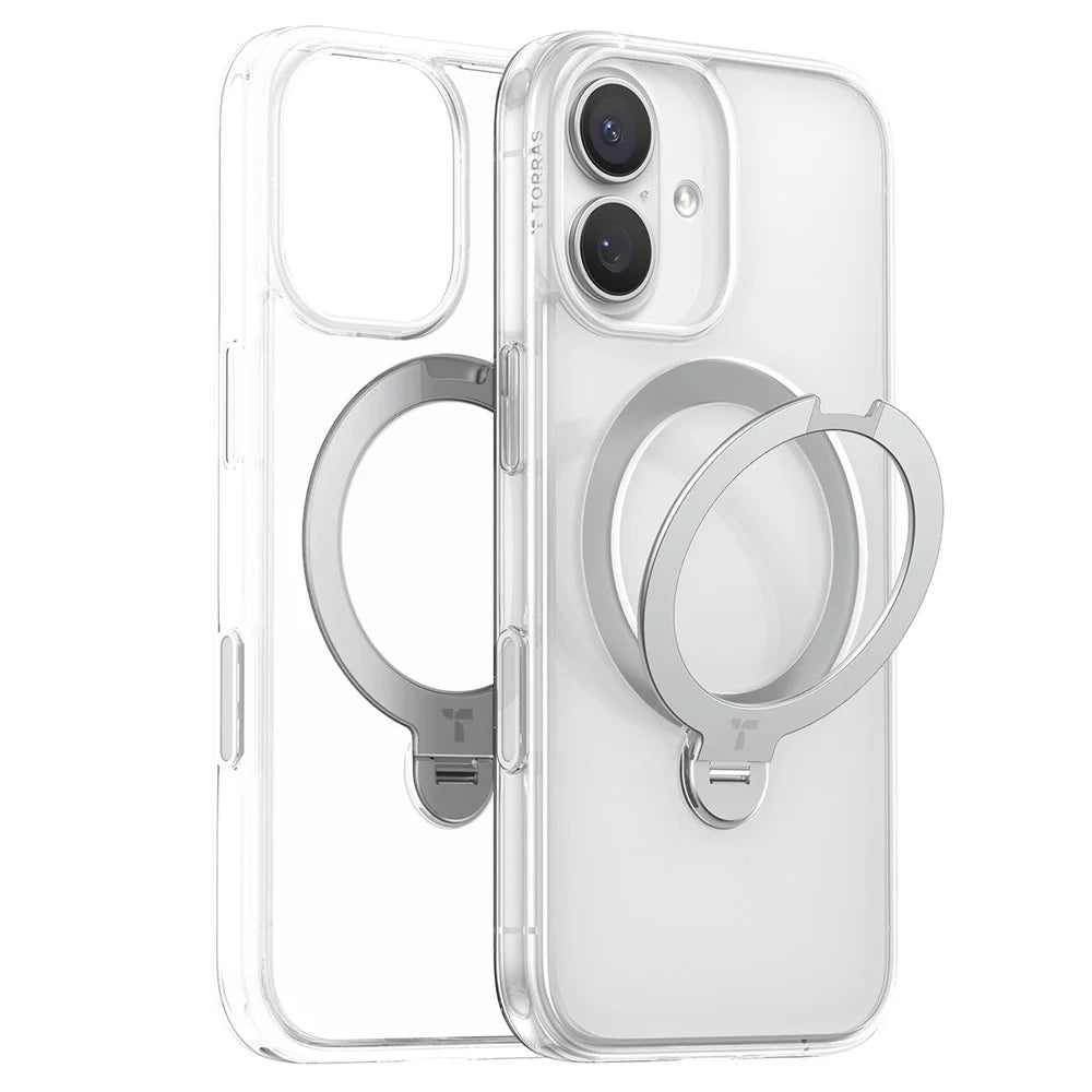 TORRAS Ostand Q3 Spin Series For iPhone 17 Case Compatible with MagSafe Rotating Kickstand PC + TPU Phone Cover - Transparent - 2