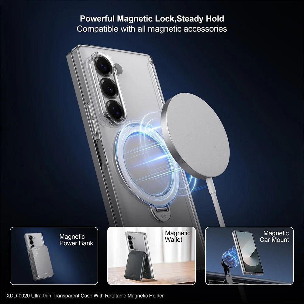 XUNDD For Samsung Galaxy Z Fold5 5G Magnetic Case Kickstand PC Cover with Tempered Glass - 3
