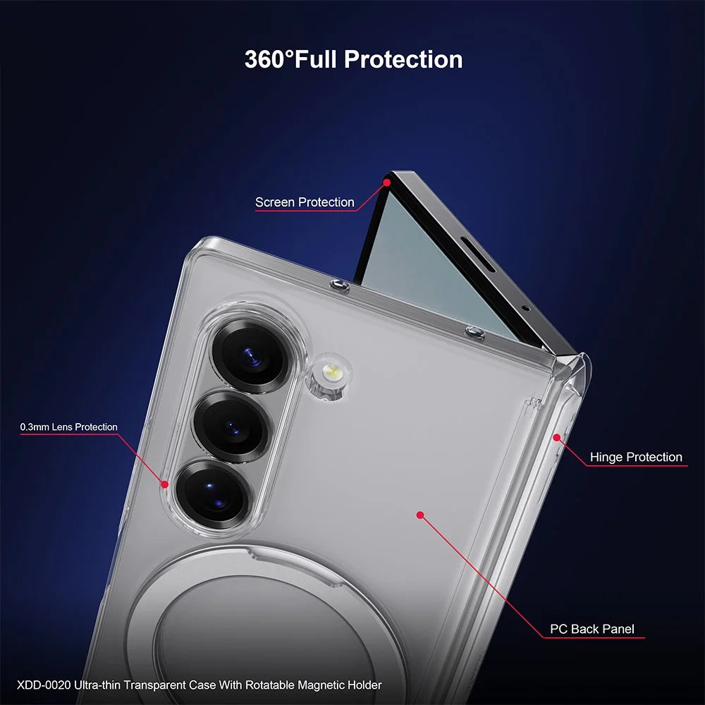 XUNDD For Samsung Galaxy Z Fold6 5G Magnetic Case Kickstand PC Cover with Tempered Glass - 4