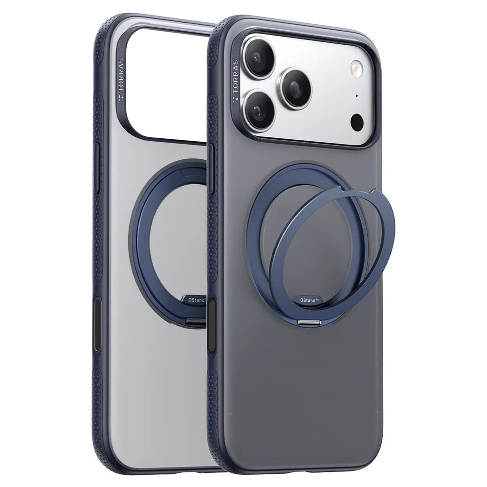 TORRAS Ostand O3 Fitness Series For iPhone 17 Pro Case Compatible with MagSafe TPU PC Kickstand Phone Cover - Dark Blue - 2