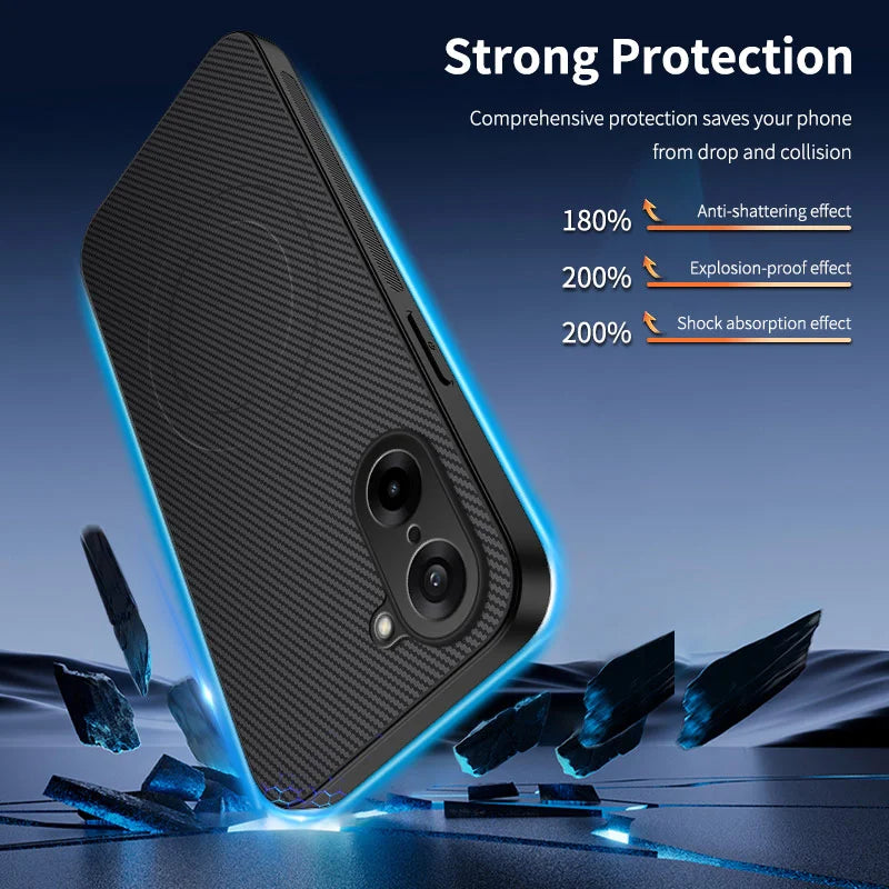 WANLONFENG For OnePlus Ace 5 Racing 5G / OnePlus Nord CE5 5G Magnetic Case  TQ Series Carbon Fiber Texture PC TPU Phone Cover - Black - 2