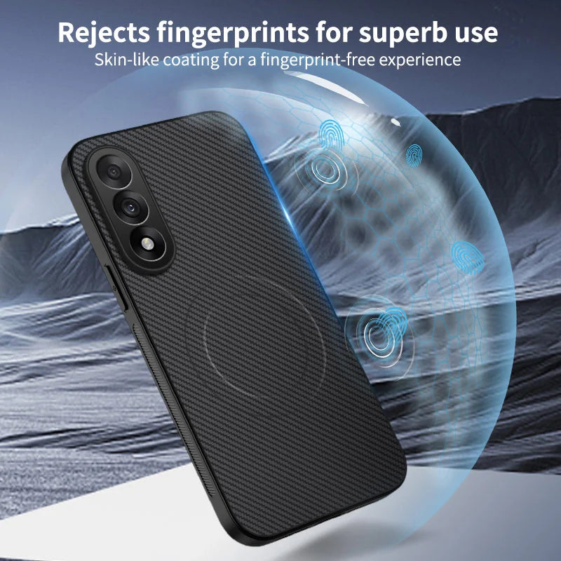 WANLONFENG For OnePlus Ace 5 Ultra 5G / OnePlus Nord 5 5G Magnetic Case  TQ Series Carbon Fiber Texture PC TPU Phone Cover - Black - 5