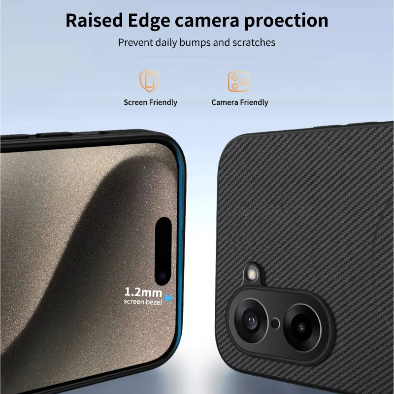 WANLONFENG For OnePlus Ace 5 Racing 5G / OnePlus Nord CE5 5G Magnetic Case  TQ1 Series Carbon Fiber Texture PC TPU Phone Cover with 2Pcs Screen Films - Black - 4