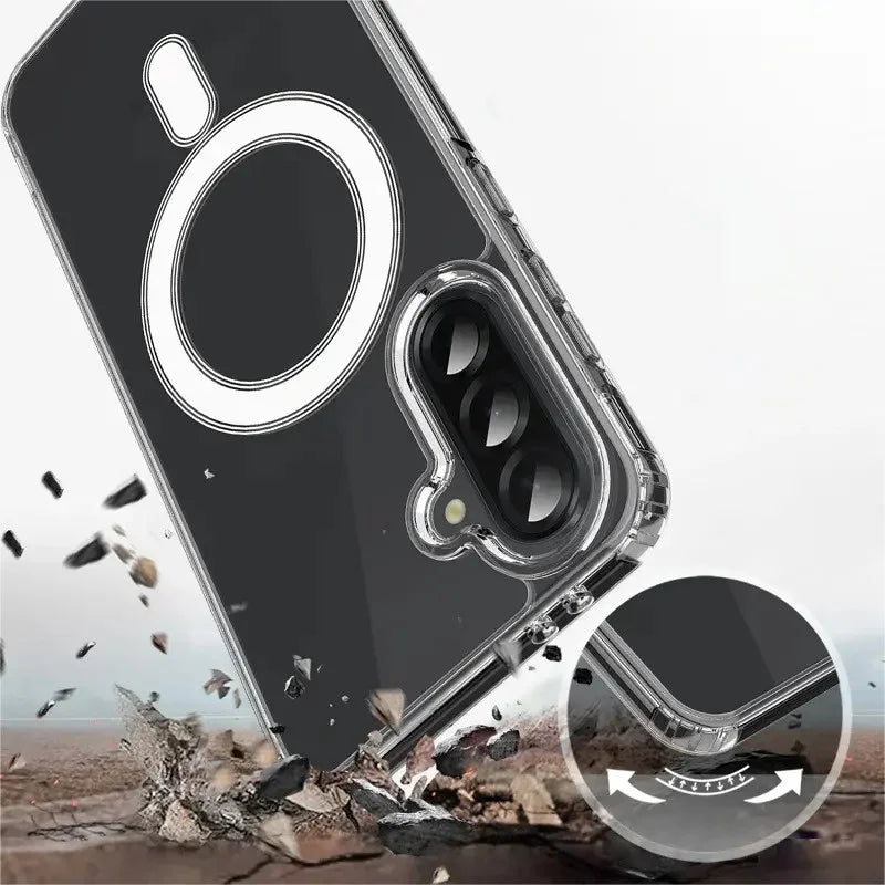 WANLONFENG For Samsung Galaxy A56 5G Clear Case  LM1 Series Magnetic Case with 2Pcs Screen Films (Big Lens Hole) - Transparent - 4
