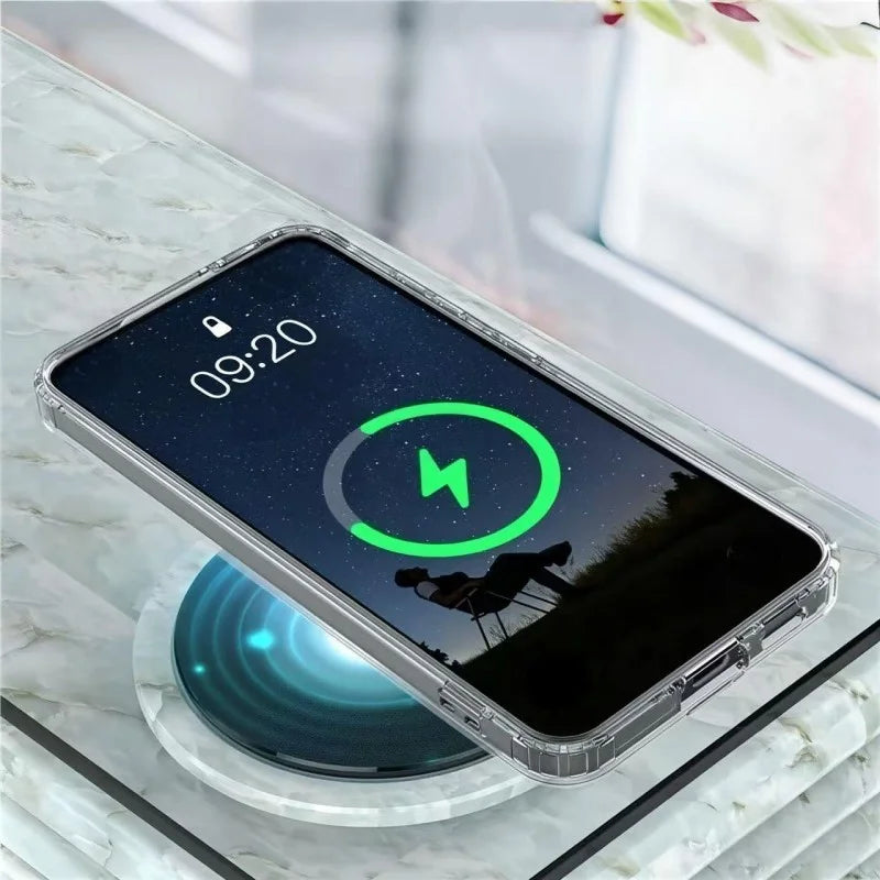 WANLONFENG For Samsung Galaxy A56 5G Clear Case  LM1 Series Magnetic Case with 2Pcs Screen Films (Big Lens Hole) - Transparent - 5