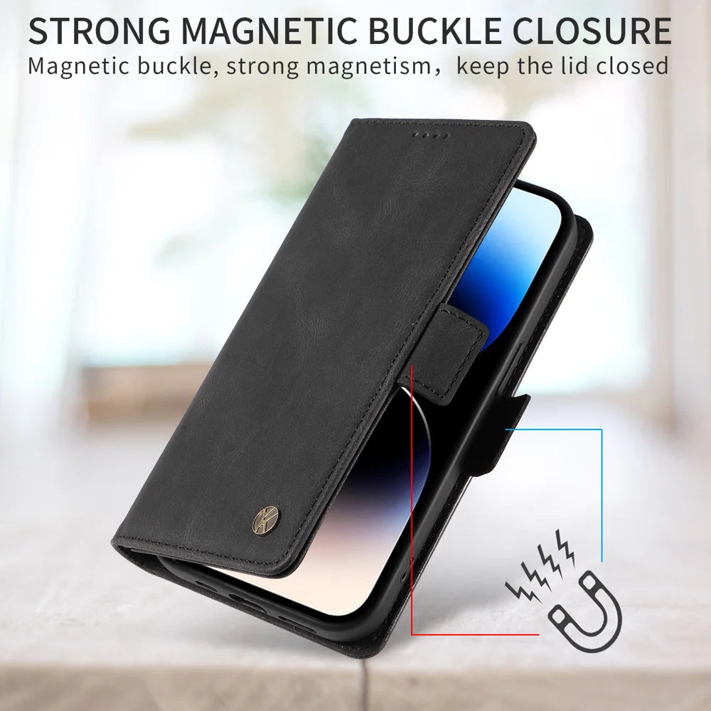 YIKATU For iPhone 18 Pro / 17 Pro Leather Case  YK-005 Skin-touch Feeling Wallet Phone Cover - Black - 4