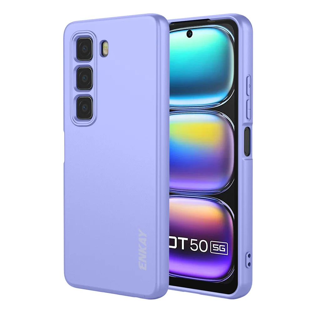 ENKAY HAT PRINCE For Infinix Hot 50 5G Silicone Case   Straight Edge Cell Phone Back Cover - Purple - 1
