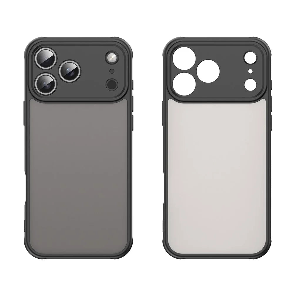 For iPhone 17 Pro Case Drop Proof Airbags Frosted Translucent PC + TPU Phone Back Cover - Black - 2