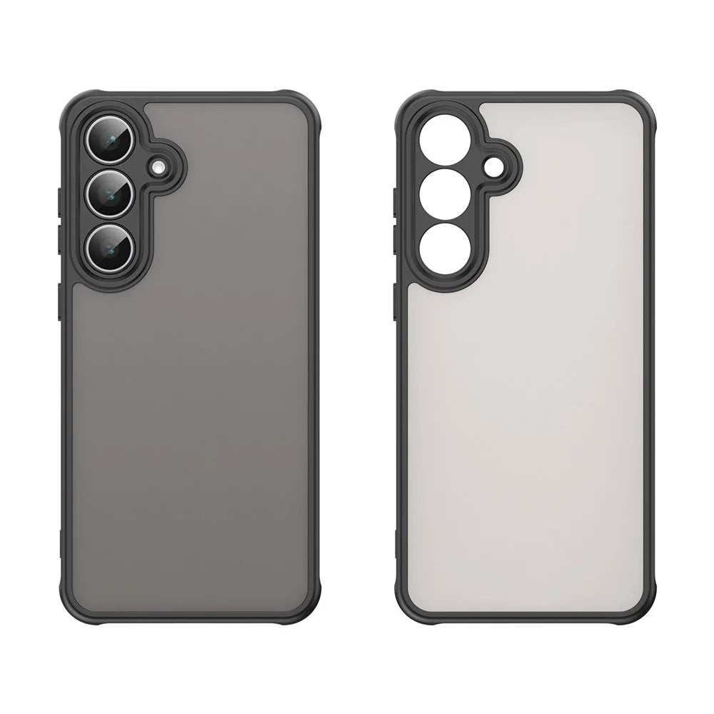 For Samsung Galaxy S25 FE Case Drop Proof Airbags Frosted Translucent PC + TPU Phone Back Cover - Black - 2