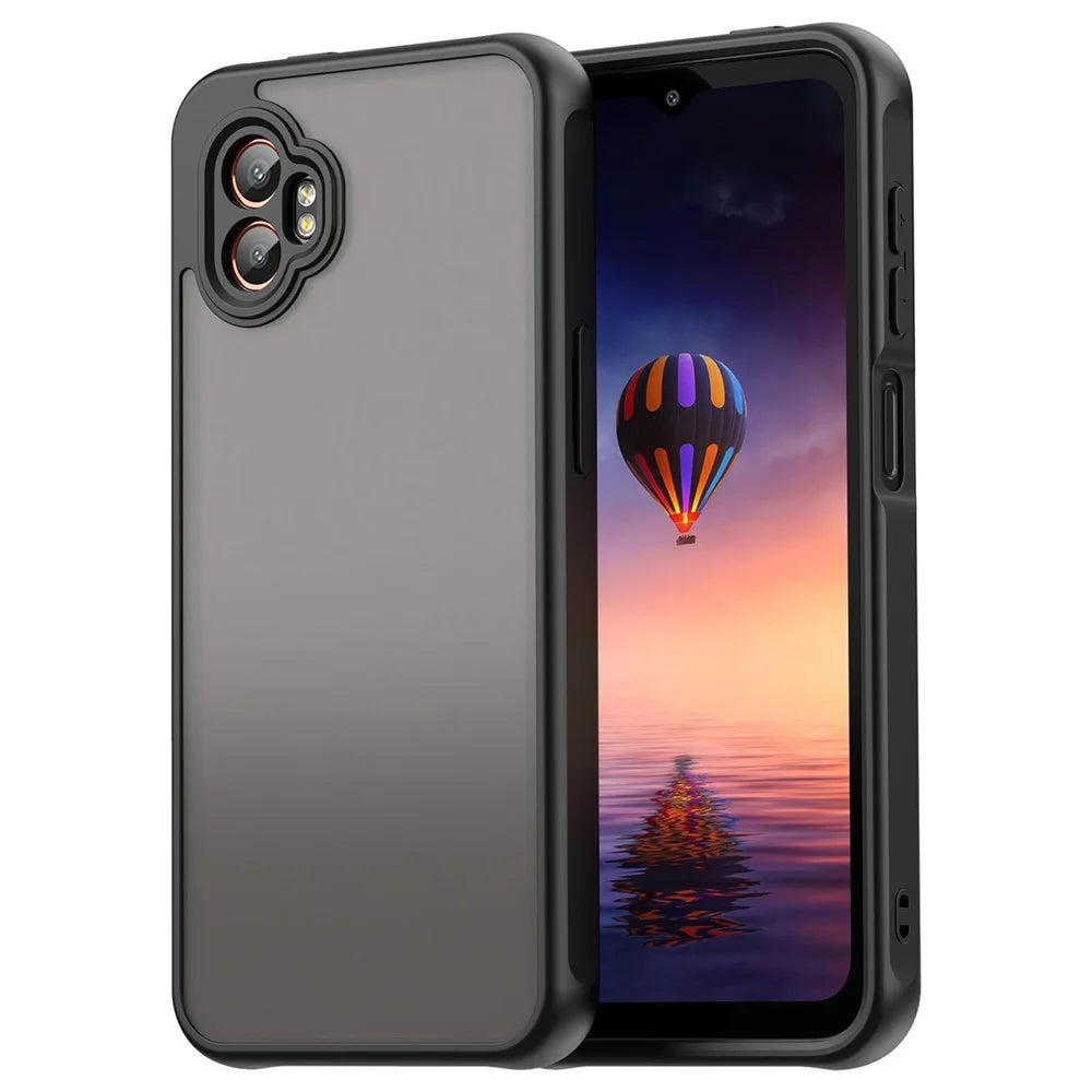 For Samsung Galaxy XCover7 Pro Case Drop Proof Airbags Frosted Translucent PC + TPU Phone Back Cover - Black - 1