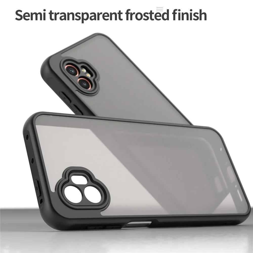For Samsung Galaxy XCover7 Pro Case Drop Proof Airbags Frosted Translucent PC + TPU Phone Back Cover - Black - 6