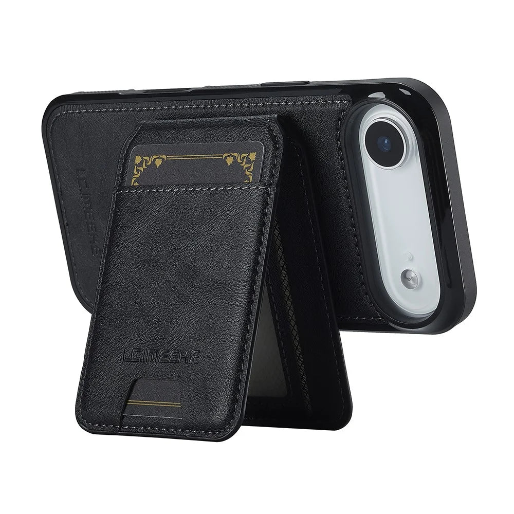 LC.IMEEKE L3 For iPhone Air Magnetic Case Detachable Card Holder Leather TPU Mobile Cover - Black - 5
