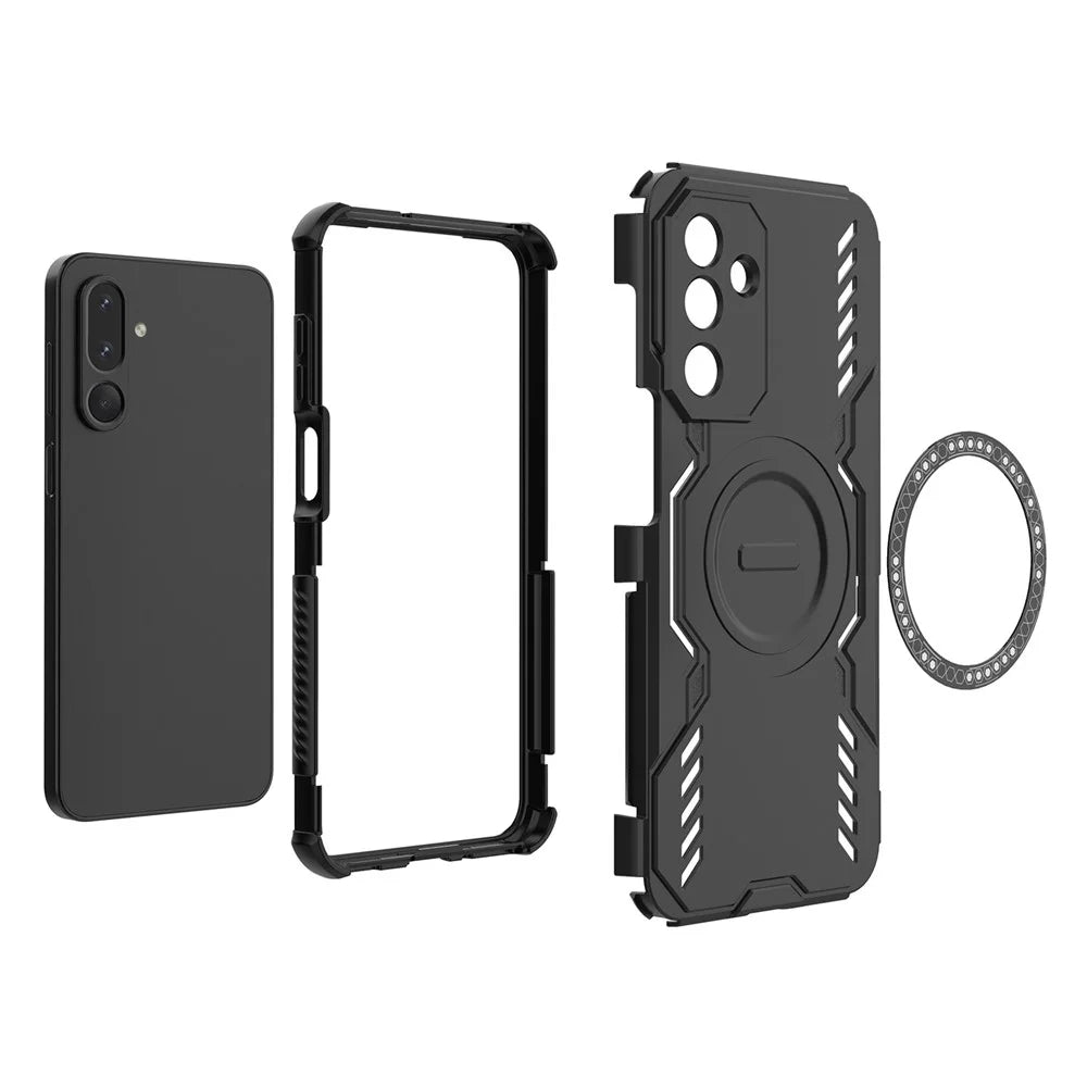 For Samsung Galaxy M36 5G Magnetic Case Butterfly Armor Hollow Heat Dissipation PC + TPU Phone Cover - Black - 2