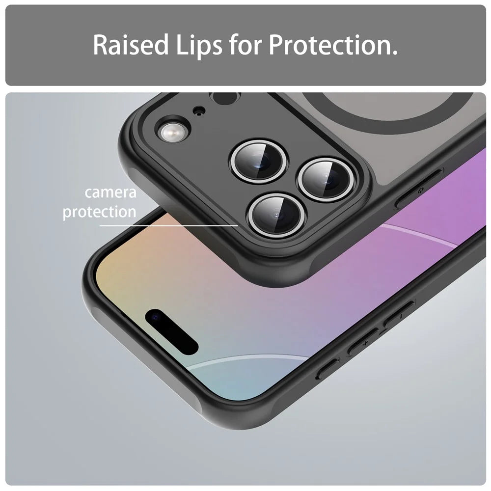 For iPhone 17 Pro Case Compatible with MagSafe Anti Drop PC + TPU Phone Cover - Black - 5
