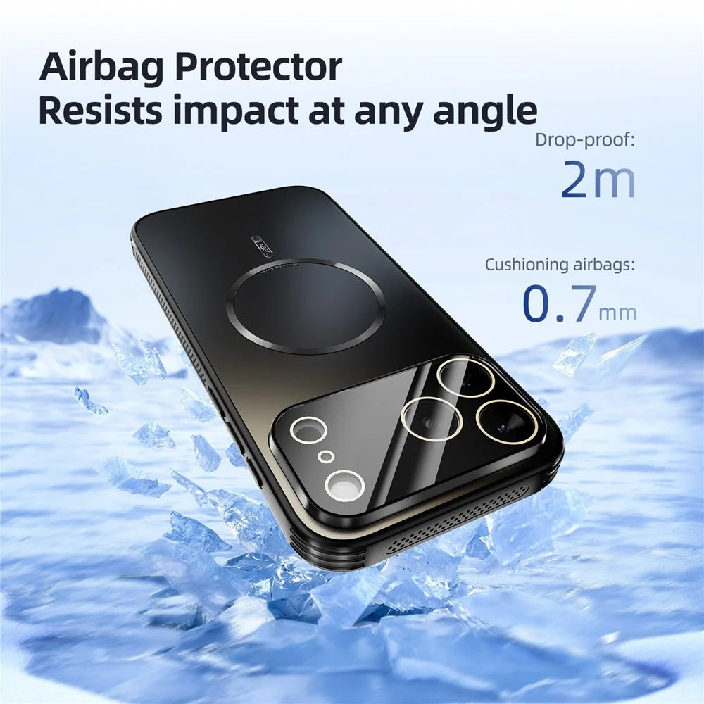 ABEEL For iPhone 14 Pro Case Compatible with MagSafe TPU PC Cooling Matte Phone Back Cover with Lens Film - Baby Blue - 6