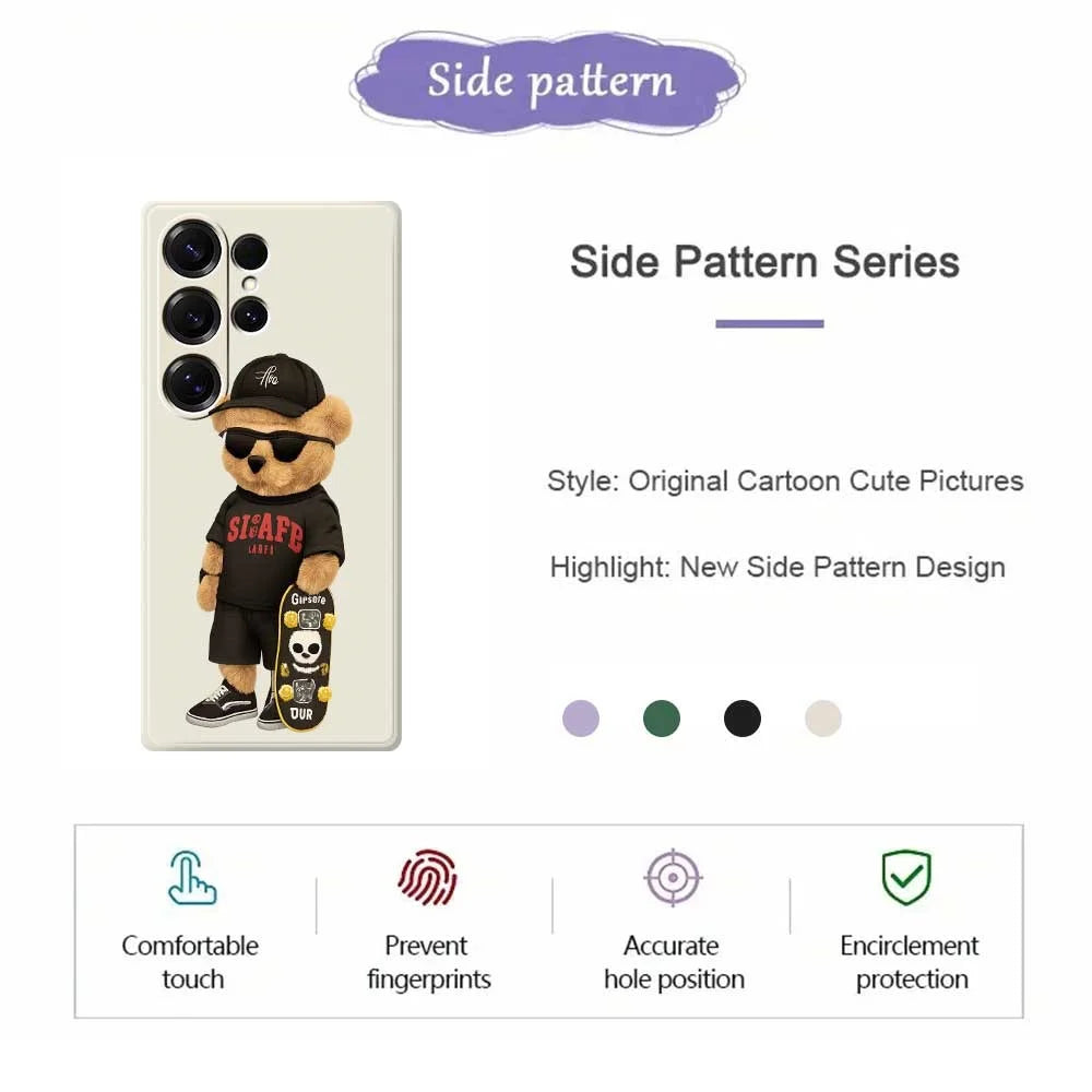 For Samsung Galaxy S25 Ultra Case Cool Bear Pattern Printing Straight Edge TPU Phone Back Cover - Beige - 2