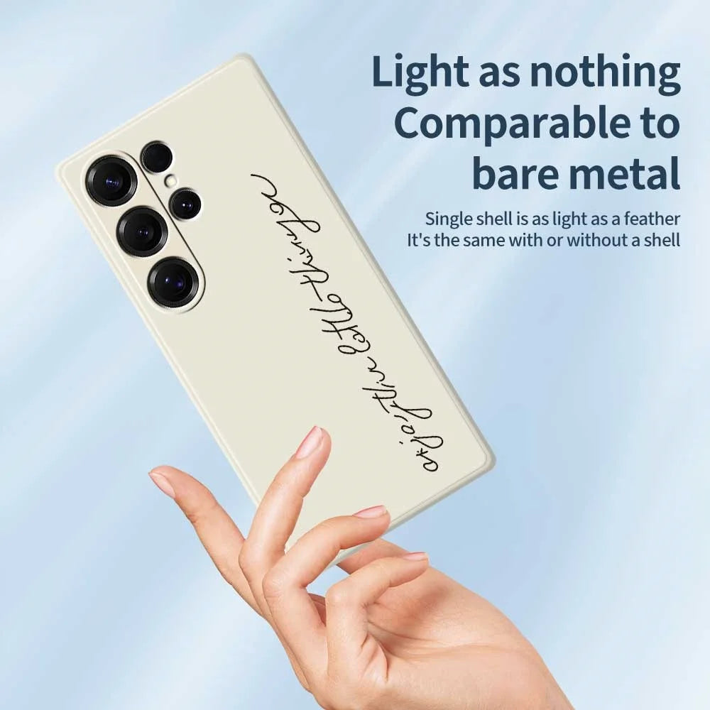 For Samsung Galaxy S25 Ultra Case WordArt Pattern Printing Straight Edge TPU Phone Back Cover - Beige - 4