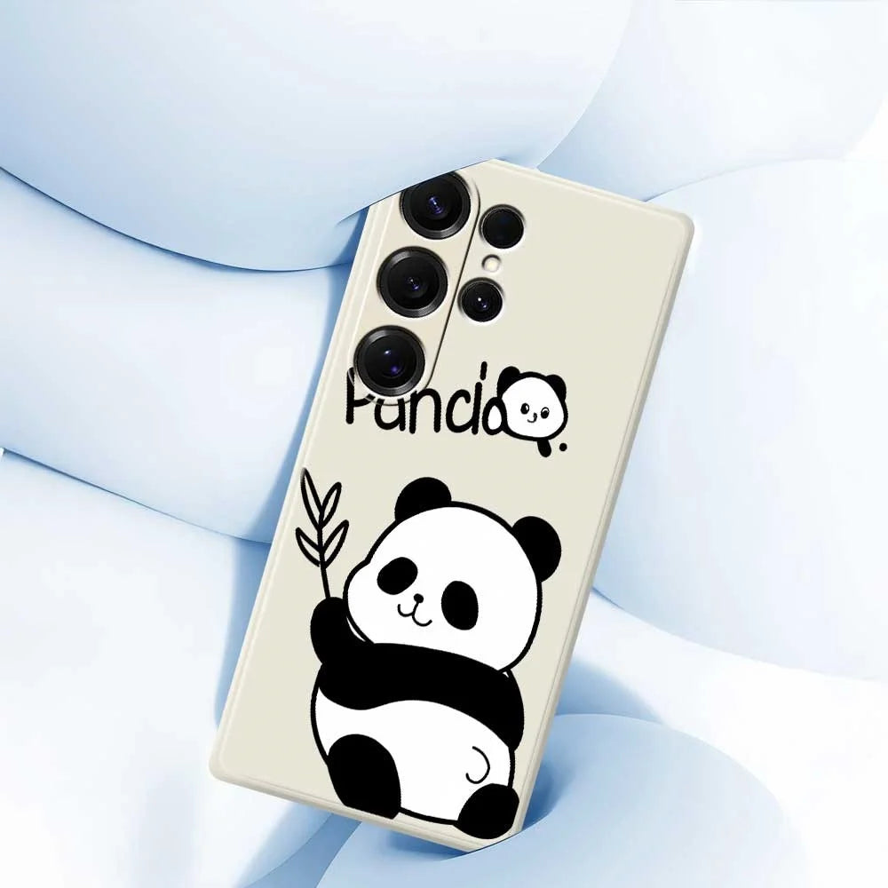For Samsung Galaxy S25 Ultra Case Panda Pattern Printing Straight Edge TPU Phone Back Cover - Beige - 4