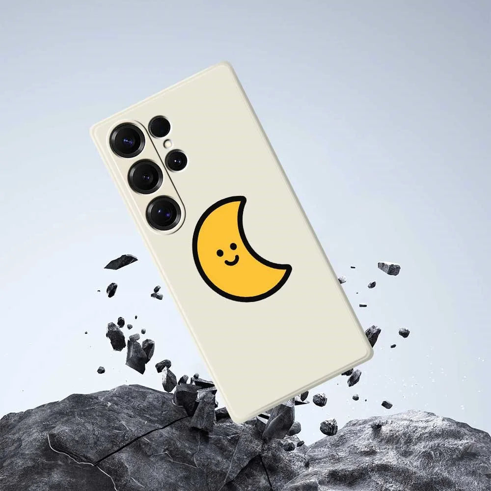 For Samsung Galaxy S25 Ultra Case Yellow Moon Pattern Printing Straight Edge TPU Phone Back Cover - Beige - 6