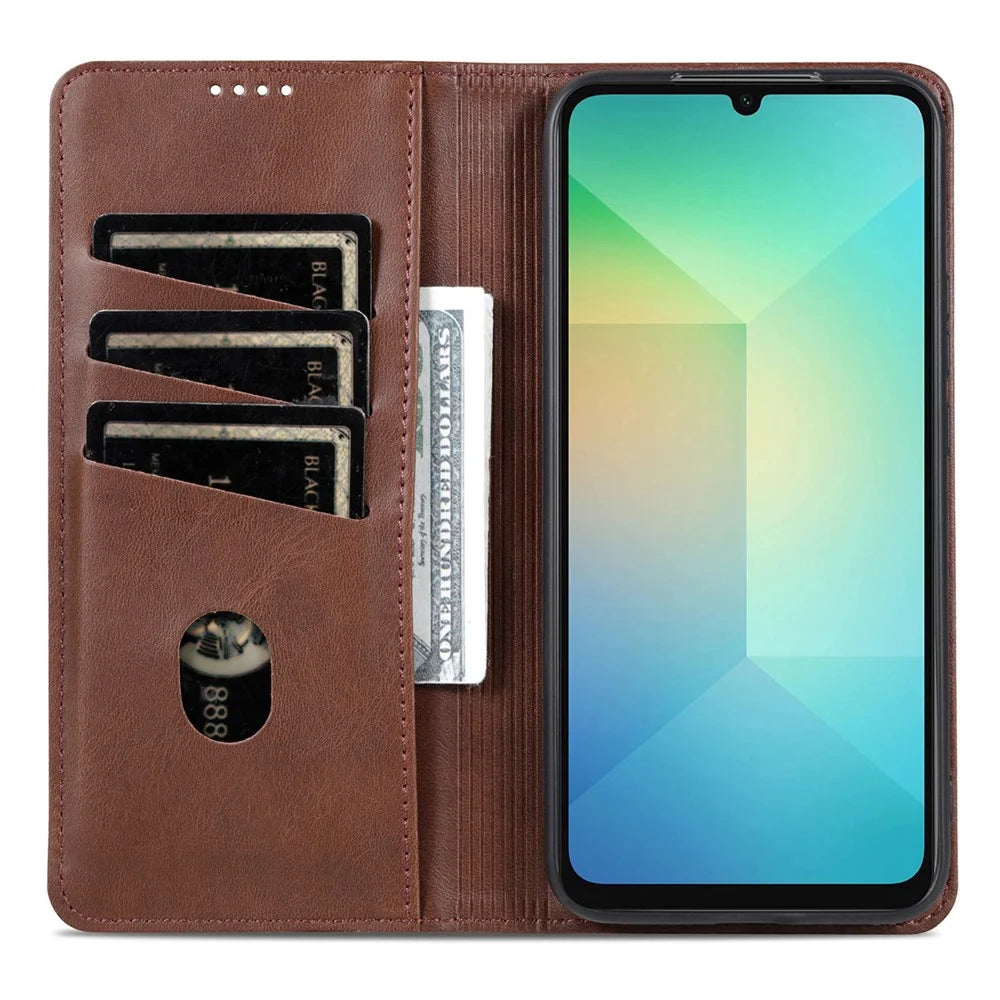 AZNS For Samsung Galaxy A18 5G / A18 4G / A17 5G / A17 4G / A26 5G Case Cowhide Texture PU Leather Wallet Phone Cover - Coffee - 2