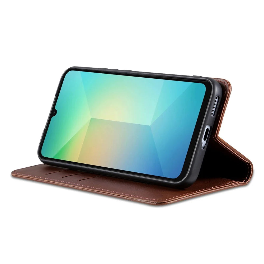 AZNS For Samsung Galaxy A18 5G / A18 4G / A17 5G / A17 4G / A26 5G Case Cowhide Texture PU Leather Wallet Phone Cover - Coffee - 3
