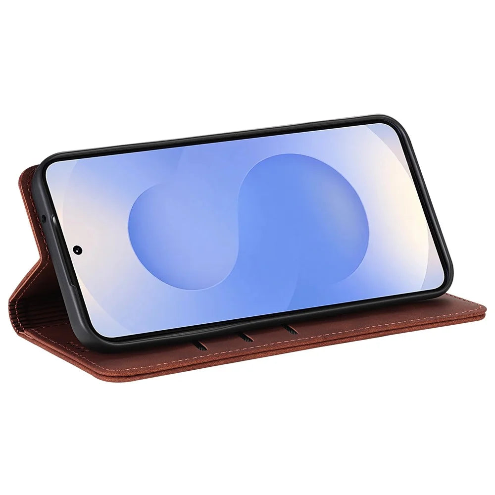 AZNS For Samsung Galaxy A18 5G / A18 4G / A17 5G / A17 4G / A26 5G Case PU Leather Wallet Phone Cover - Brown - 3