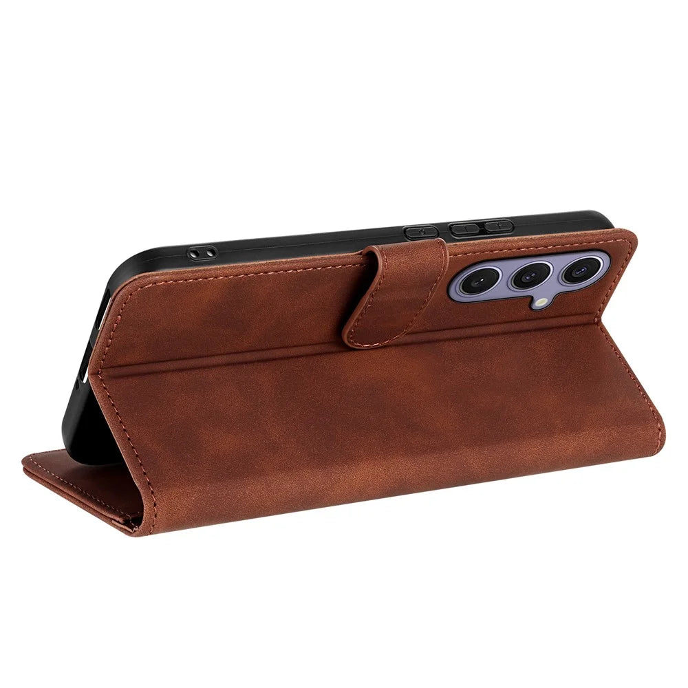 AZNS For Samsung Galaxy A18 5G / A18 4G / A17 5G / A17 4G / A26 5G Case PU Leather Wallet Phone Cover - Brown - 4