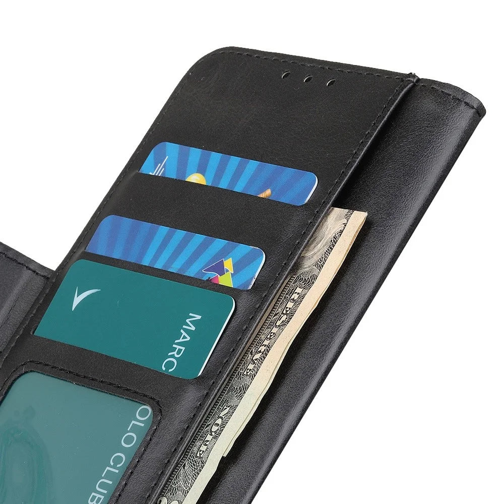 For OnePlus Nord CE5 5G / Ace 5 Racing 5G Case Stand Cowhide Texture PU Leather Phone Cover - Black - 4