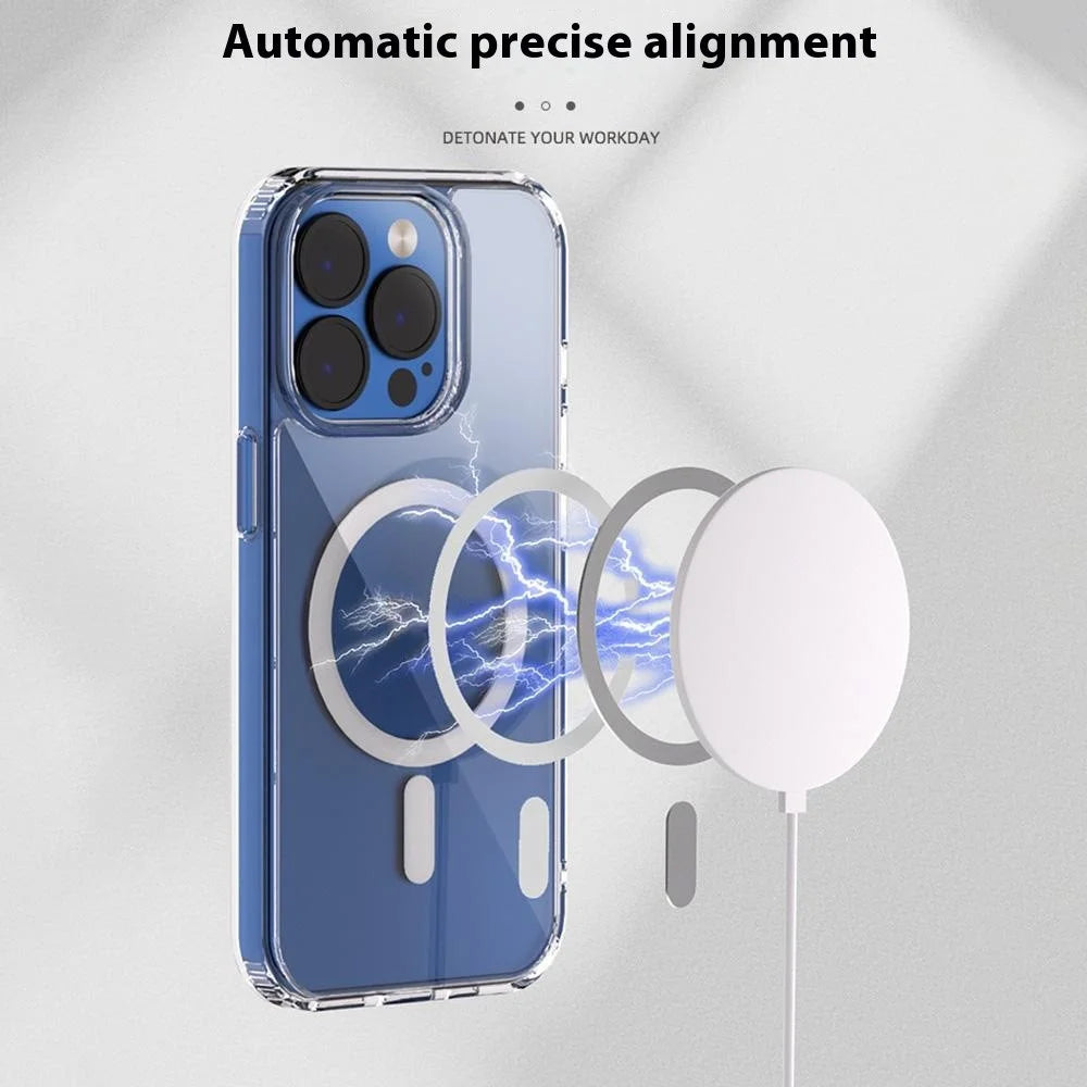 For iPhone 14 Pro Magnetic Case 1.5mm Thickness TPU + PC Clear Phone Back Cover - 4