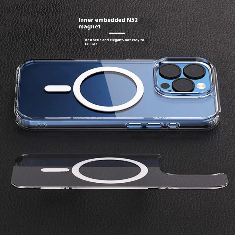 For iPhone 14 Pro Magnetic Case 1.5mm Thickness TPU + PC Clear Phone Back Cover - 6