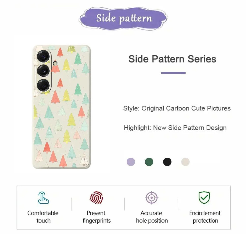 For Samsung Galaxy S25 Case Colorful Trees Pattern Printing Straight Edge TPU Phone Back Cover - Beige - 2
