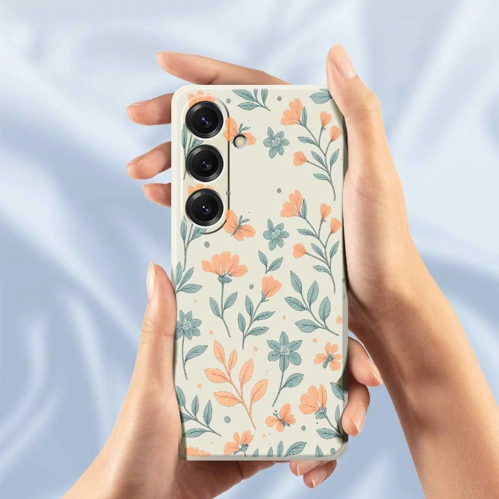For Samsung Galaxy S25 Case Yellow Flowers Pattern Printing Straight Edge TPU Phone Back Cover - Beige - 6