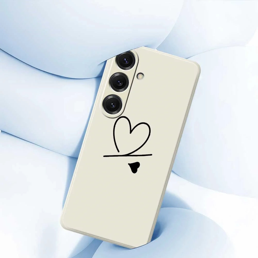 For Samsung Galaxy S25 Case Black Love Pattern Printing Straight Edge TPU Phone Back Cover - Beige - 5