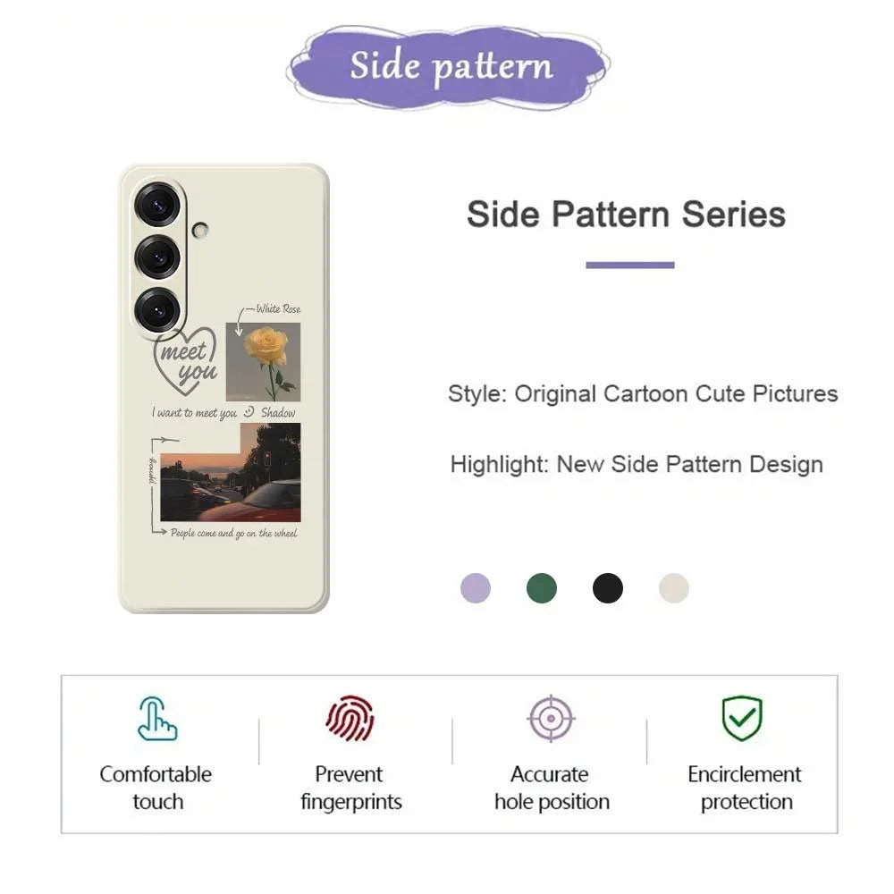 For Samsung Galaxy S25 Case Meet You Photo Pattern Printing Straight Edge TPU Phone Back Cover - Beige - 2