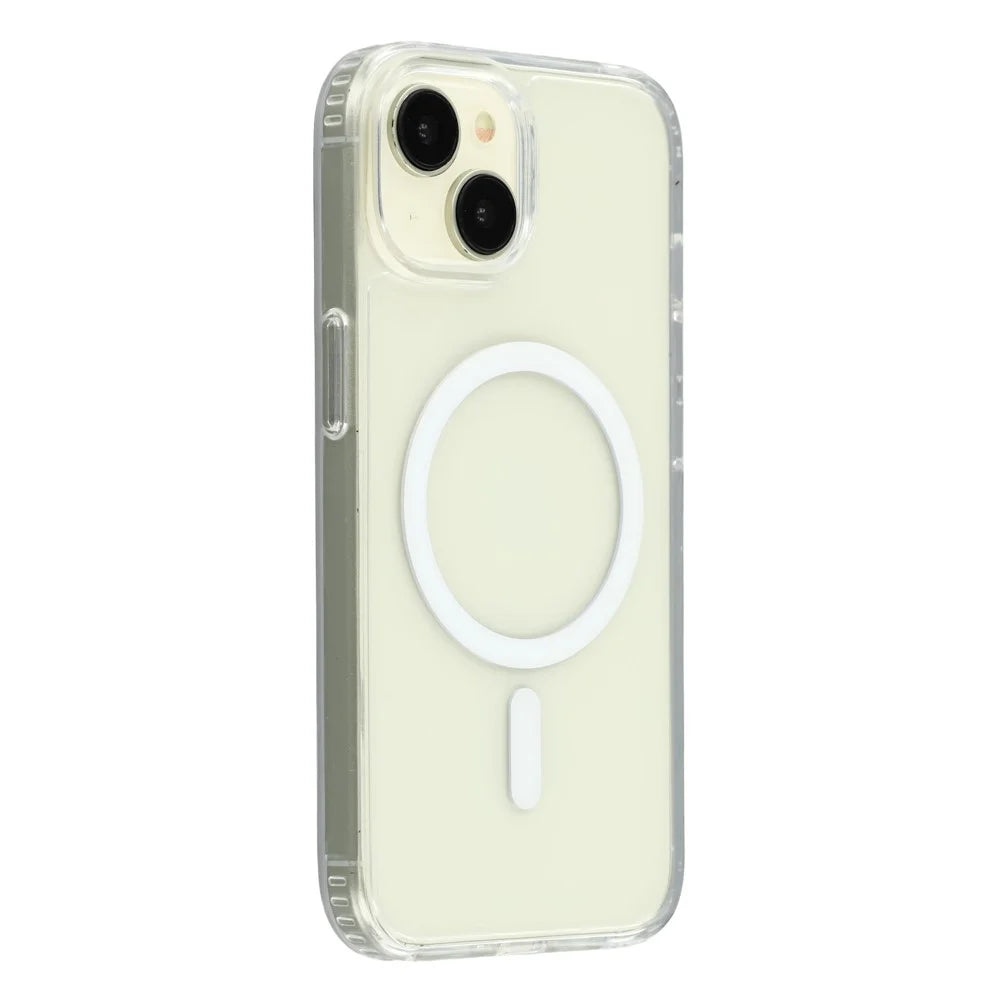 For iPhone 14 Plus Magnetic Case 1.5mm Thickness TPU + PC Clear Phone Back Cover - 1