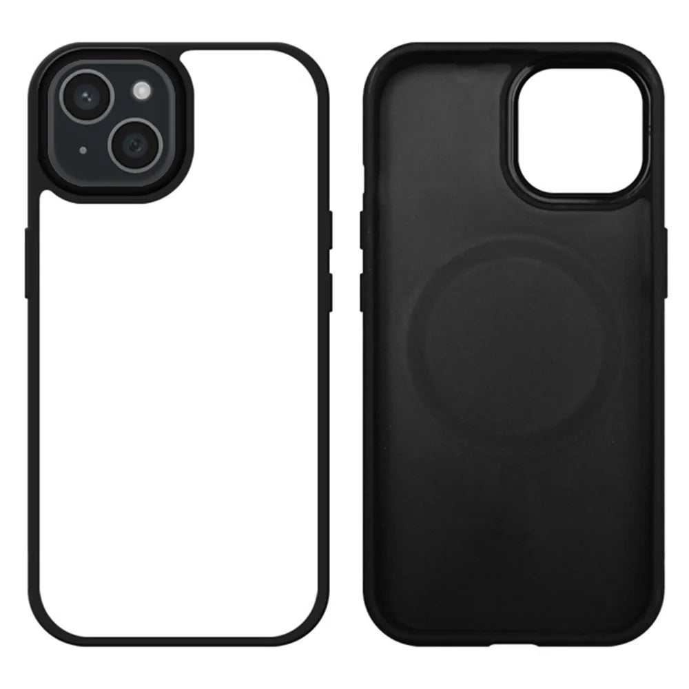 10Pcs For iPhone 15 Case DIY Blank Heat Transfer TPU + PC Phone Back Cover with Magnetic Ring - 1