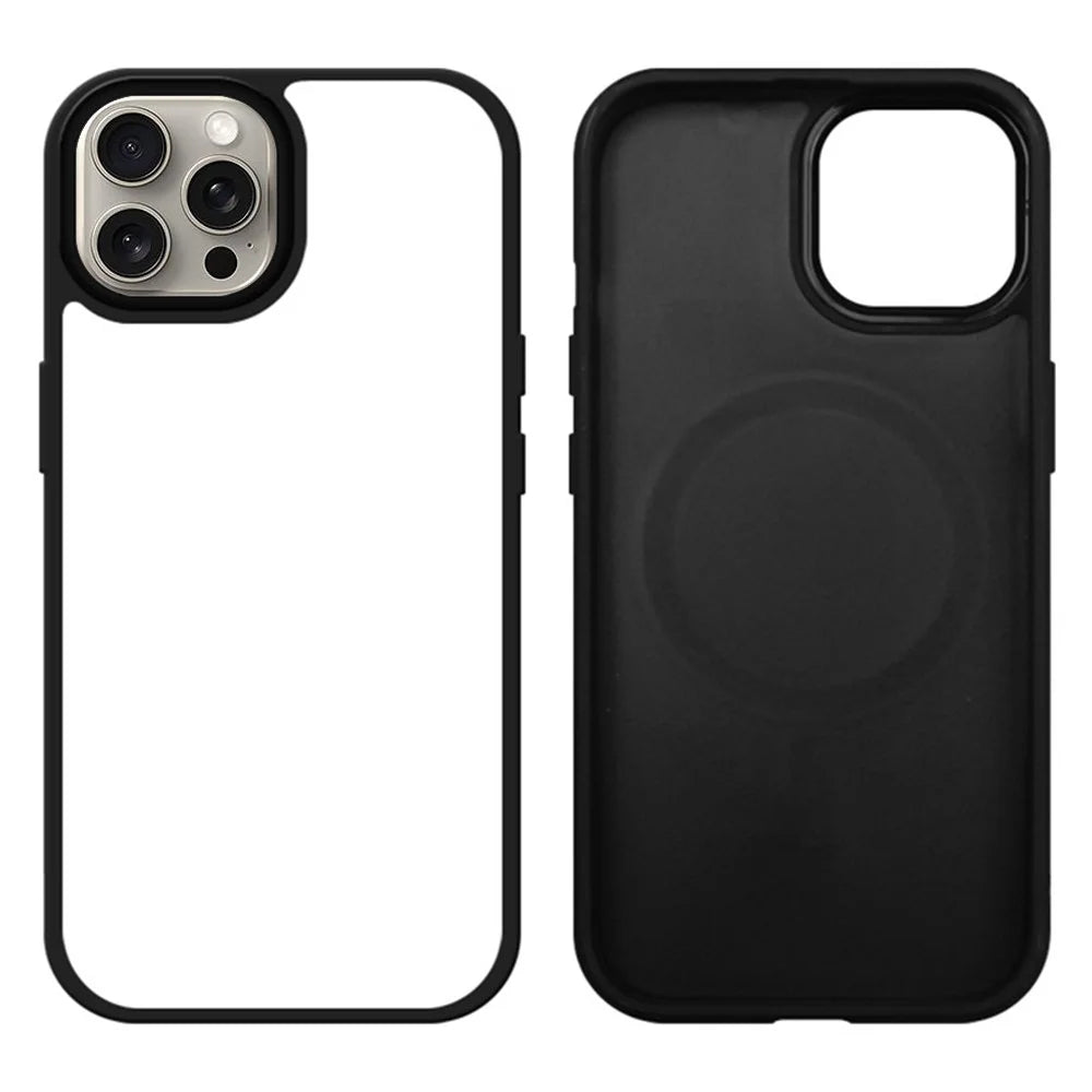10Pcs For iPhone 15 Pro Case DIY Blank Heat Transfer TPU + PC Phone Back Cover with Magnetic Ring - 1