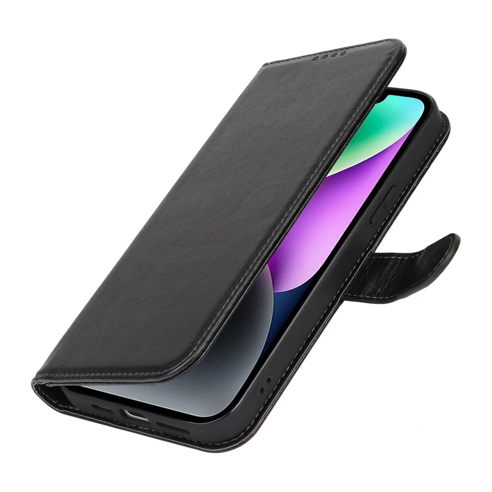 For iPhone 14 / 13 Stand Case Shockproof Leather Wallet Phone Cover - Black - 6