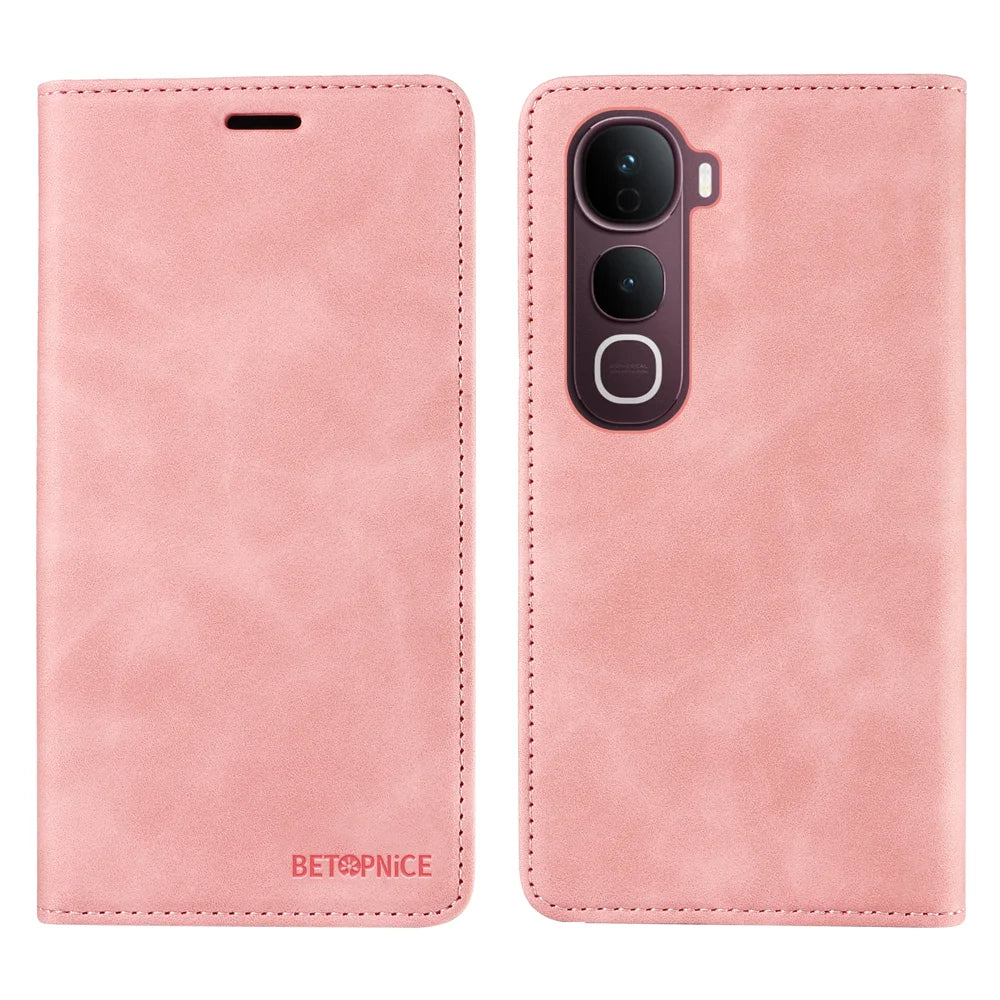 BETOPNICE For vivo Y400 Pro 5G / vivo V40e 5G Case  Magnetic Closure RFID Blocking Wallet Stand Leather Phone Cover - Pink - 1