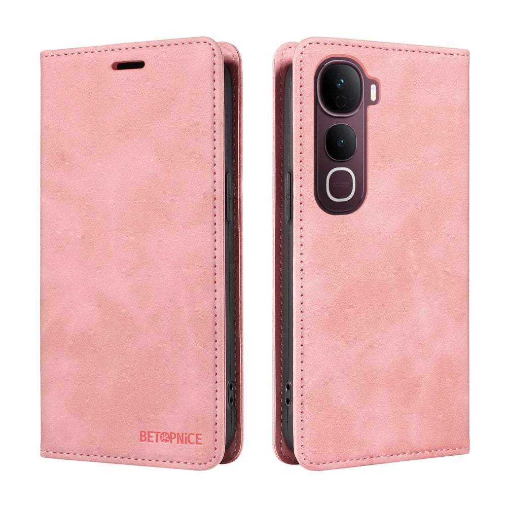 BETOPNICE For vivo Y400 Pro 5G / vivo V40e 5G Case  Magnetic Closure RFID Blocking Wallet Stand Leather Phone Cover - Pink - 2