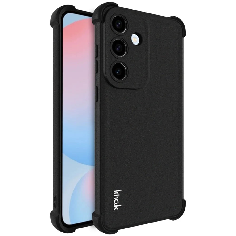 IMAK For Samsung Galaxy S25 FE Case TPU Phone Cover Airbag Shockproof Protection - Matte Black - 1
