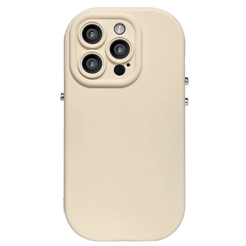 For iPhone 16 Pro Max Case Rounded Button Design Soft TPU Phone Back Cover - Antique White - 1