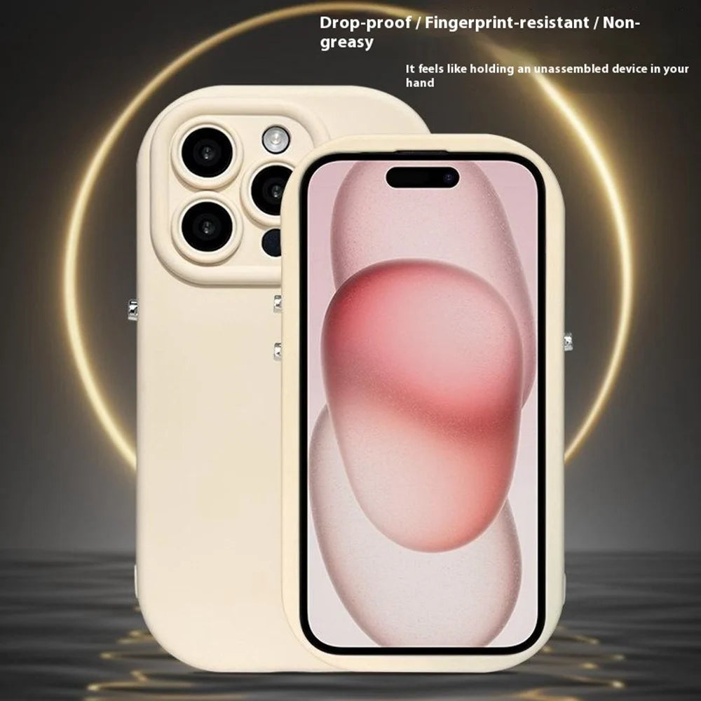 For iPhone 16 Pro Max Case Rounded Button Design Soft TPU Phone Back Cover - Antique White - 2